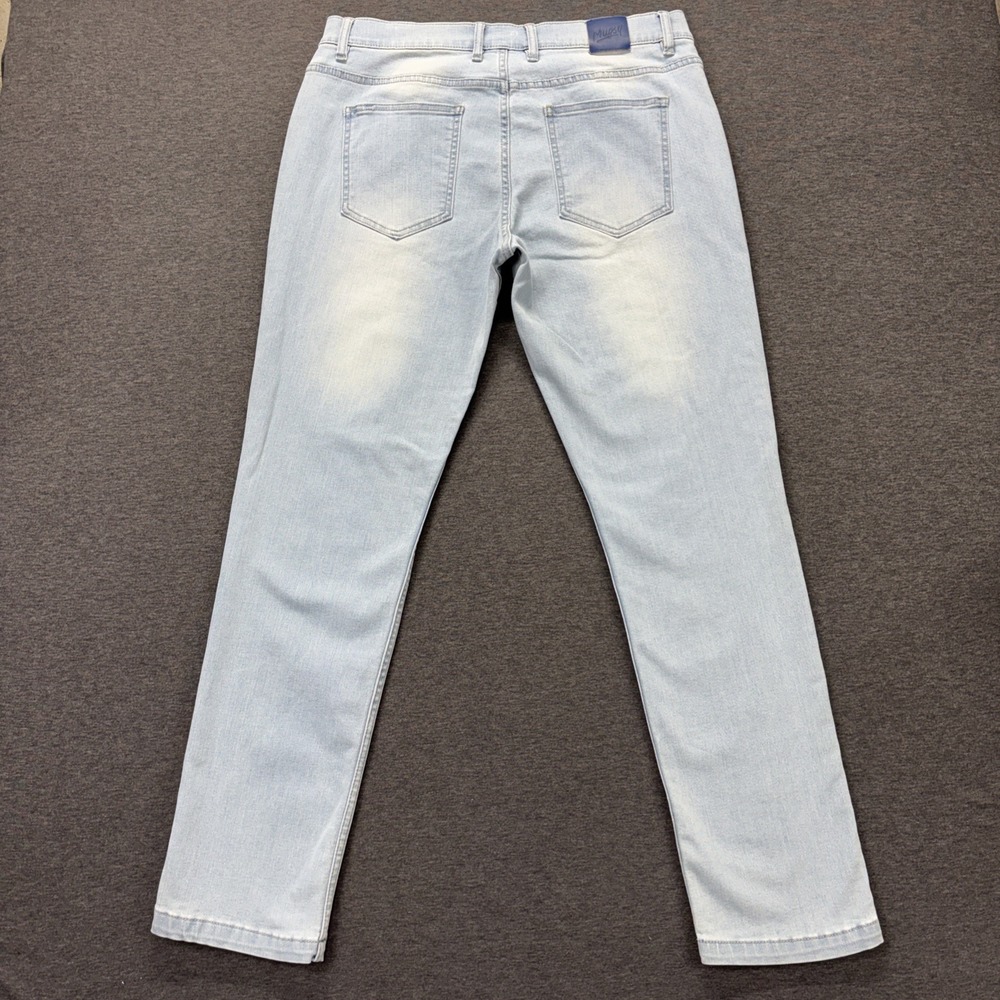 Mugsy Grands Jeans Mens 35x32 Straight Leg Light Wash Blue 4 Way Stretch Denim